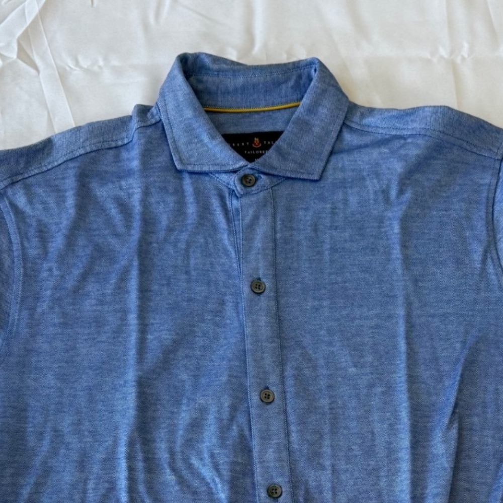 Robert Talbott Button Down Mens M Blue Good Cotton Tencel Linen Tailored Shirt - Picture 3 of 6